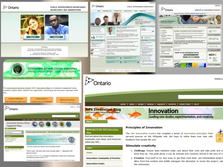 Various Government of Ontario websites