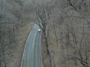 View of valley floor from bridge